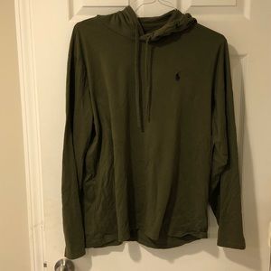Olive Green Polo T-Shirt Hoodie (size Large)